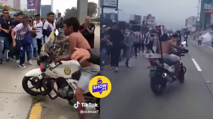 Hinchas de Alianza Lima causan disturbios en Vía Expresa: Se robaron moto de policía