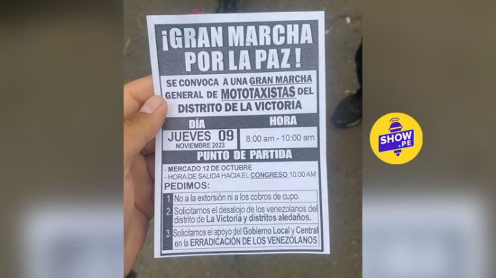 marcha Mototaxistas de La Victoria anuncian marcha contra extorsiones y cobro de cupos