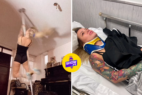 Leslie Shaw sufre aparatosa caída después de que su tubo de pole dance se desprendiera
