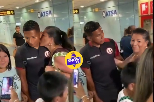 Edison Flores vivió incómodo momento en el aeropuerto | Mujer le robó un beso